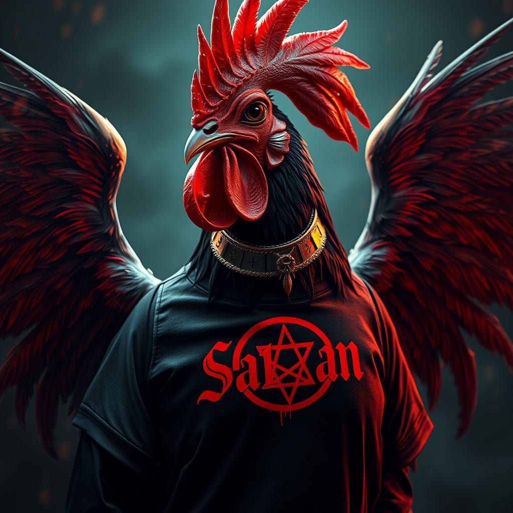 Satanic Rooster in Dark Gothic Style