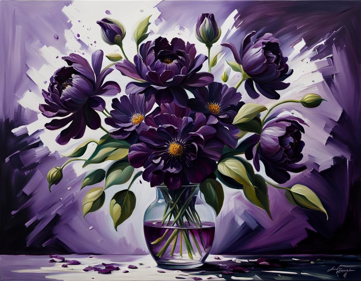 Hyperrealistic Floral Painting with Impasto Texture