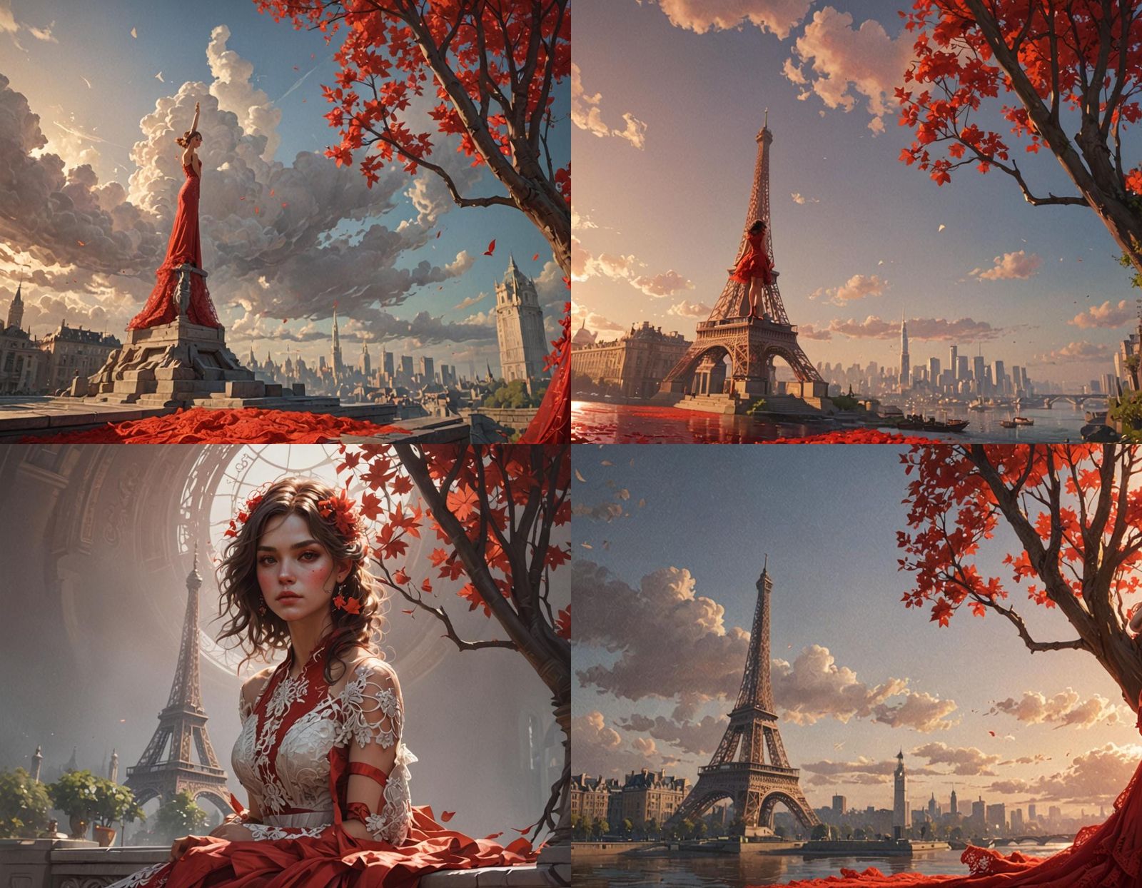 Woman in Red Lace Dress: Hyperdetailed Portrait