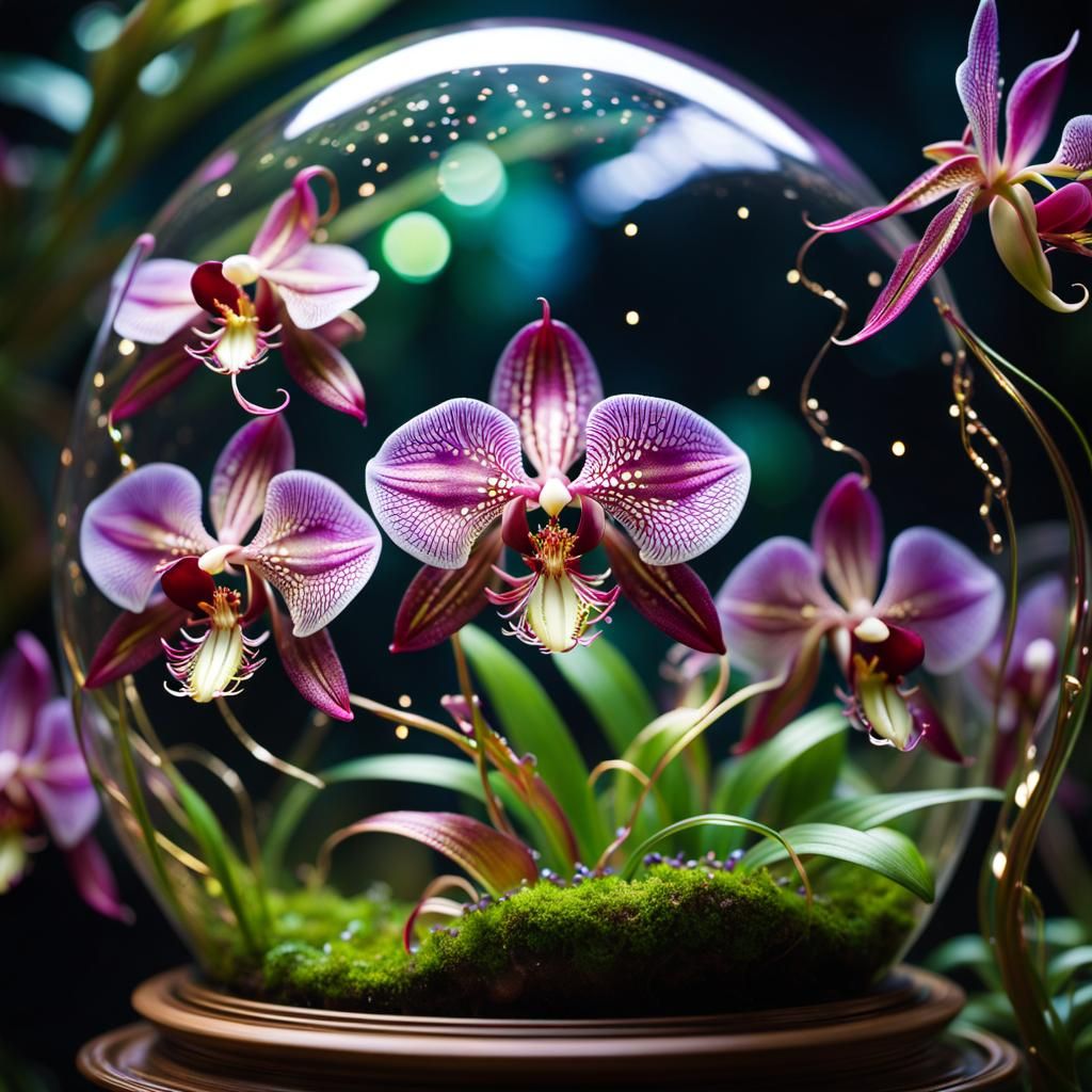 Kintsugi Orchid Macro Photography in ZBrush Style