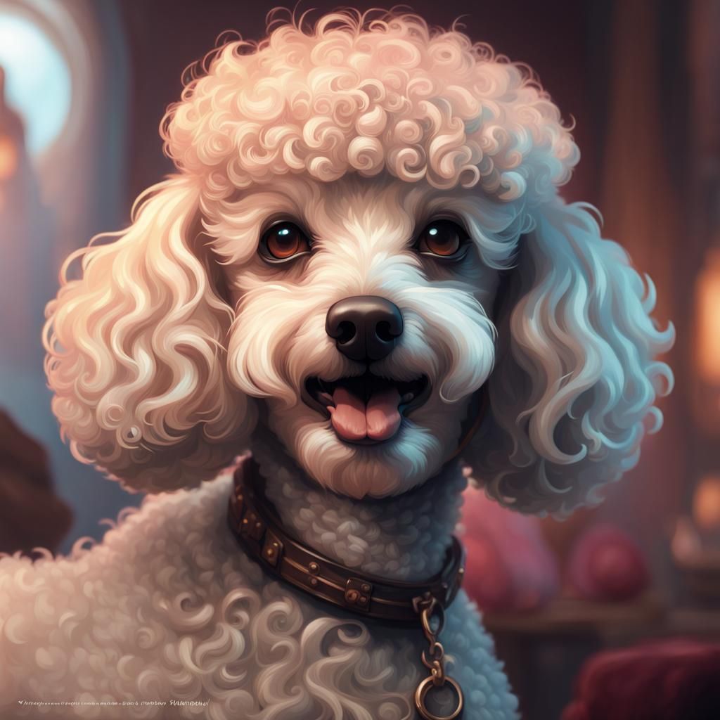 Hyperdetailed Poodle Portrait in Volumetric Lighting