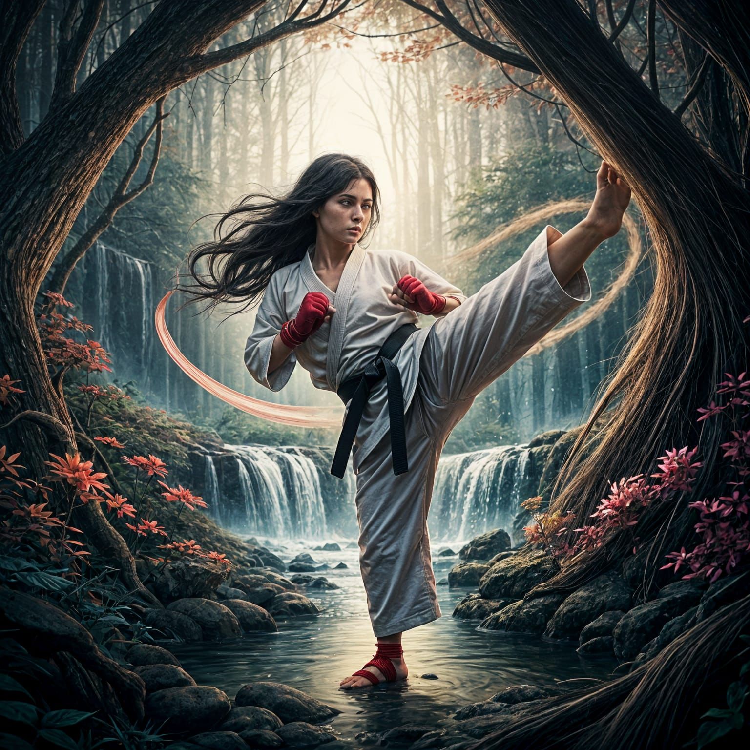 Fantasy Double Exposure of Karate Practitioner