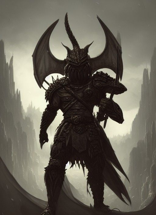 Dragonborn Warrior in Dark Fantasy Scene