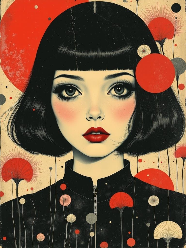 Gothic Woman in Pop Surrealism Style