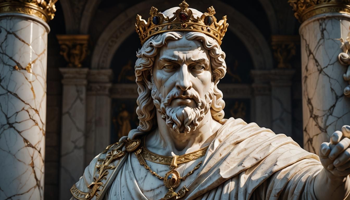 Cracked Marble Statue of King David in 3D