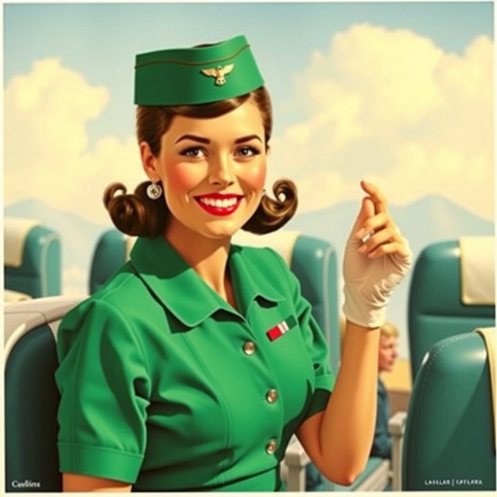 Vintage Air Hostess in 1960s Style