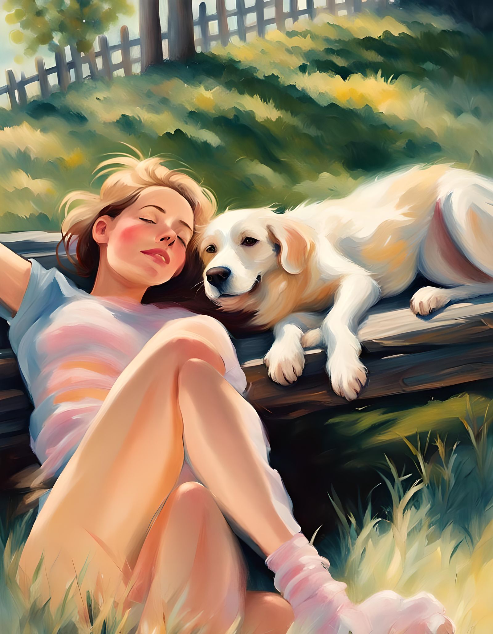 Relaxing Backyard Scene with Dog