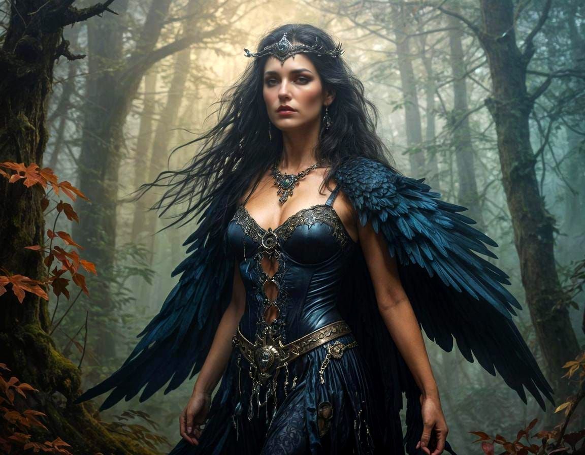 Morrigan: Celtic Goddess in Oil Painting Portrait