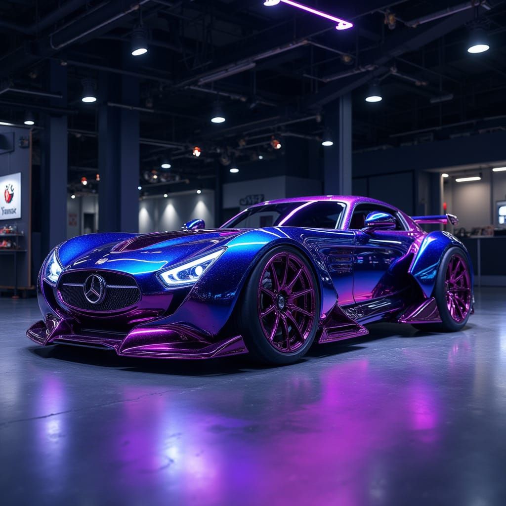 Chopped Slammed Custom Car in Showroom