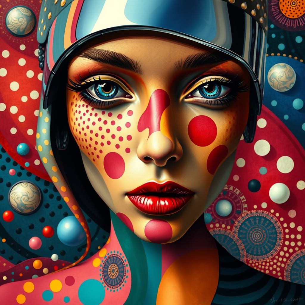 Fractured Goddess: Dali-Inspired Cyberpunk Portrait