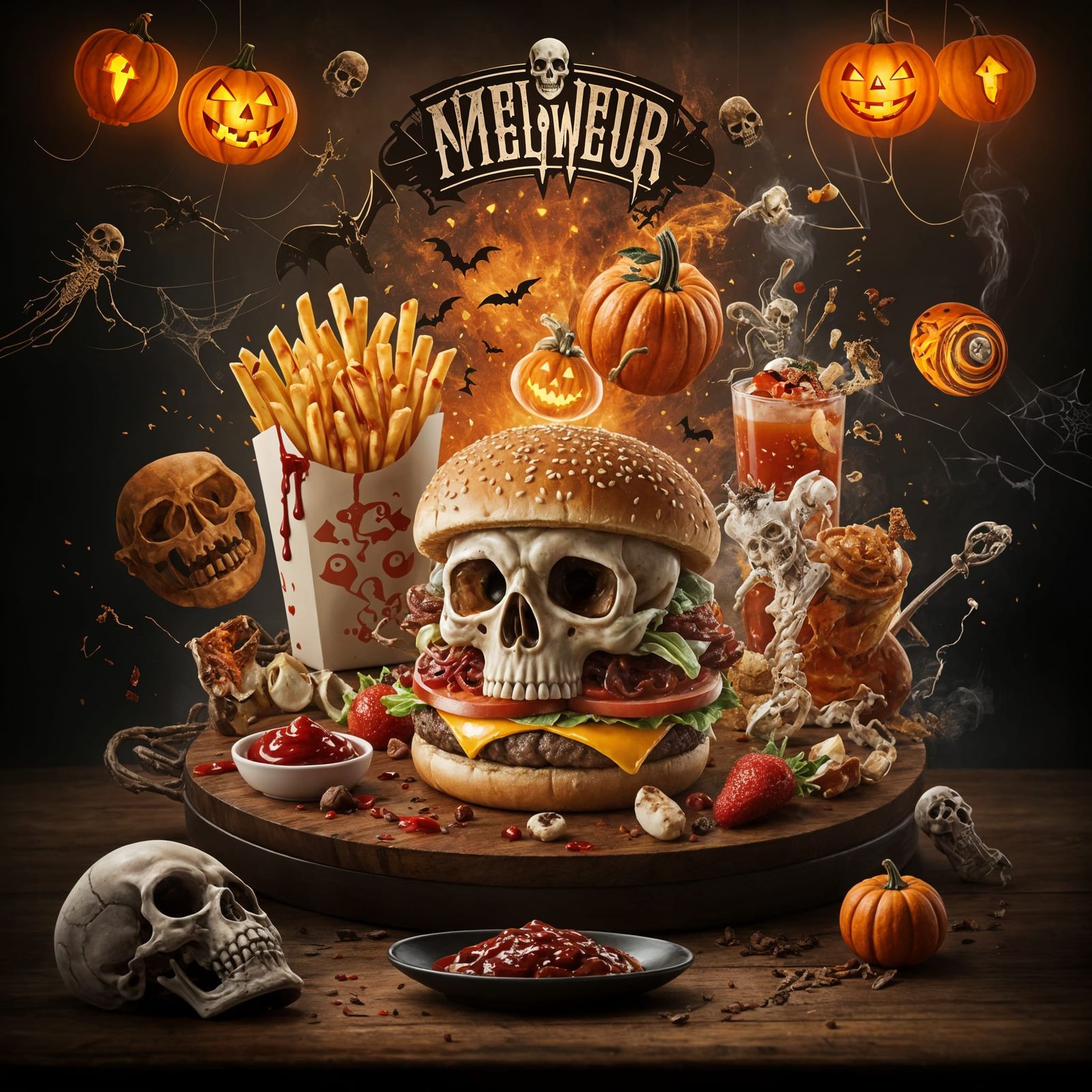 Halloween Themed Menu in Graphic Design Style