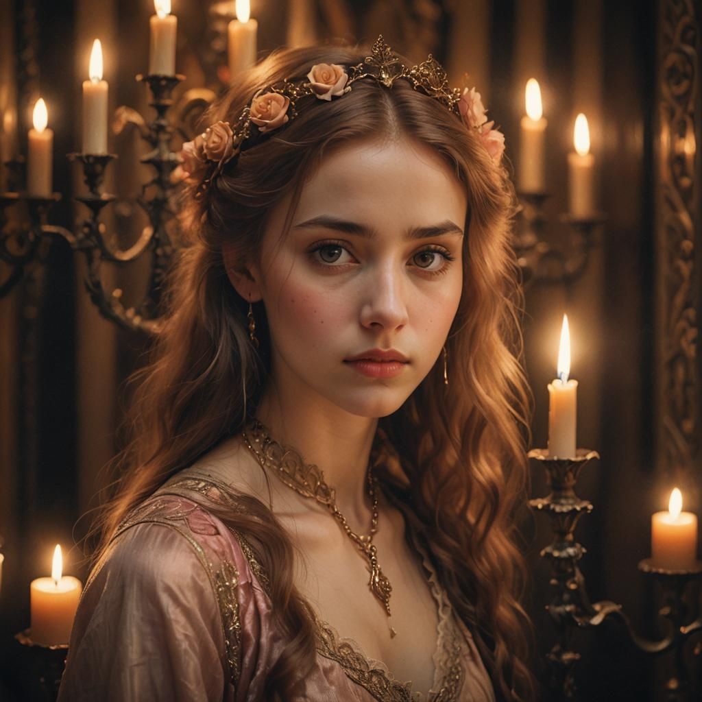 Ethereal Portrait in Pre-Raphaelite Style