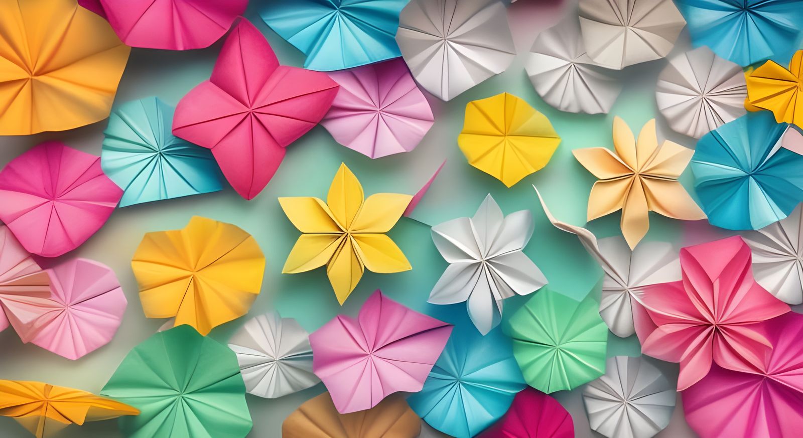 Pastel Watercolor Flowers in the Wind: Origami Style