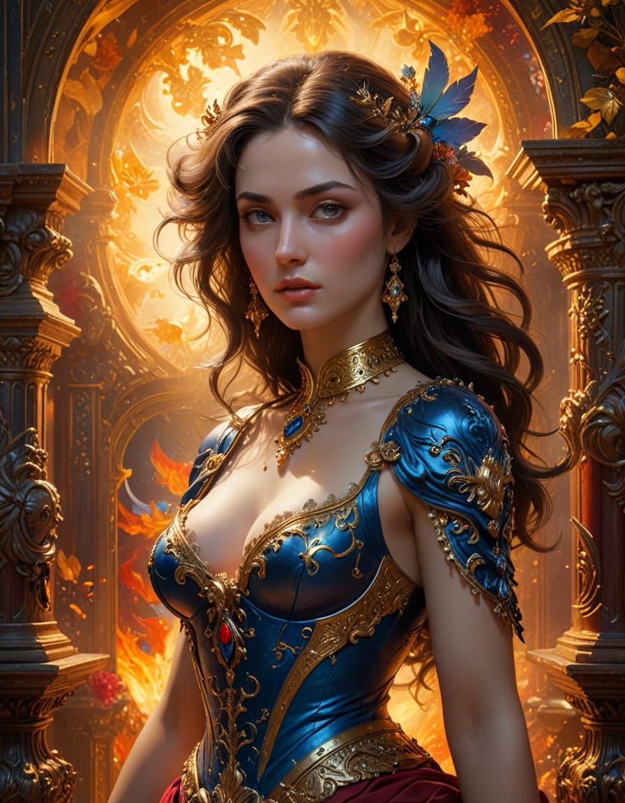 Baroque Goddess Emerges from Ornate Chest