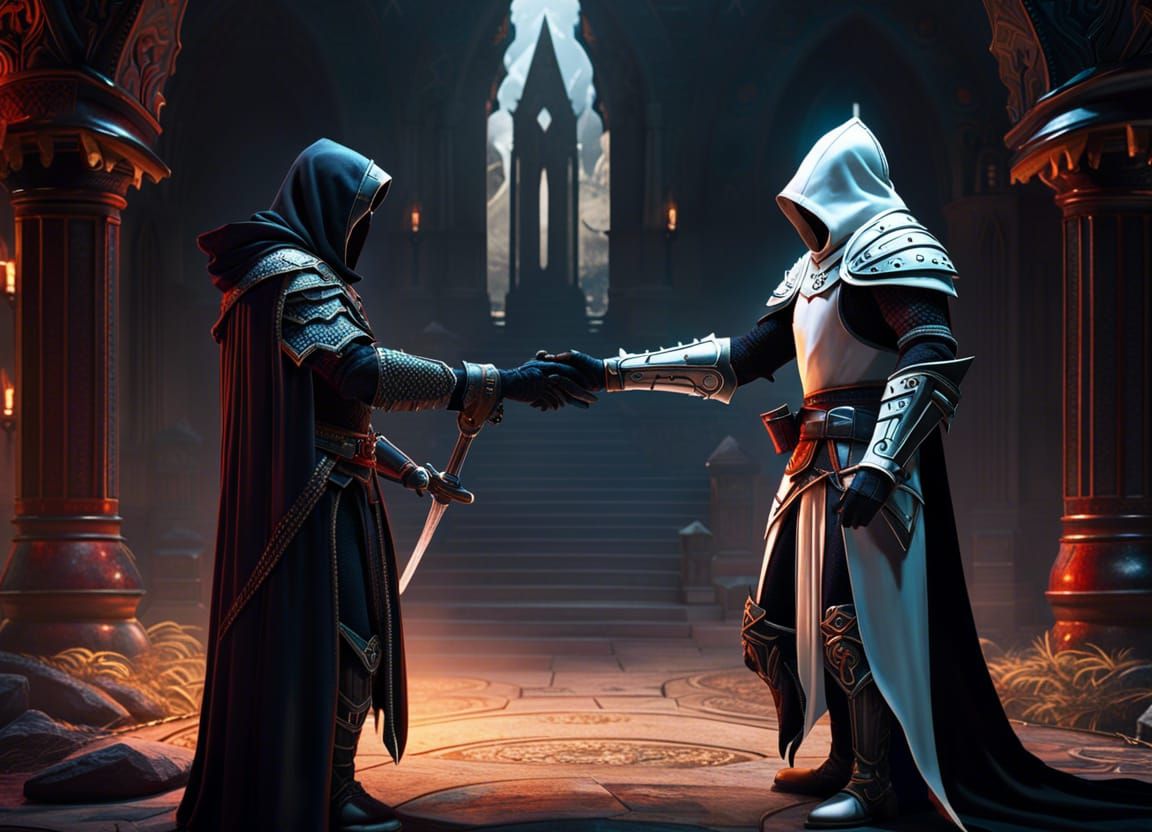 Templar Knight and Nizari Assassin: Fantasy Concept Art