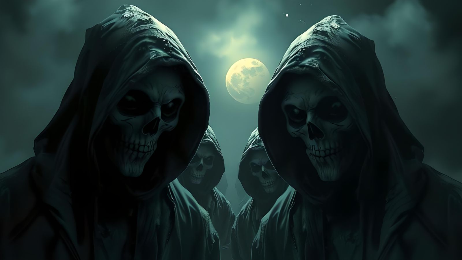 Creepy Watercolor Faces in Horror Style