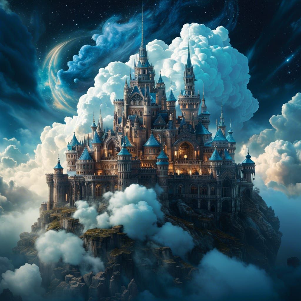 Cloud Castle in Starry Night Sky