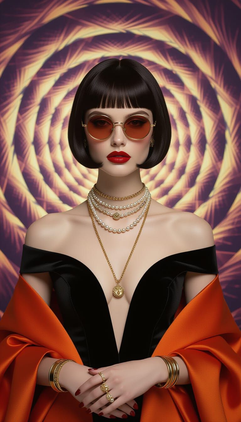 Surreal Cinematic Portrait of Woman in Burnt Orange Coat