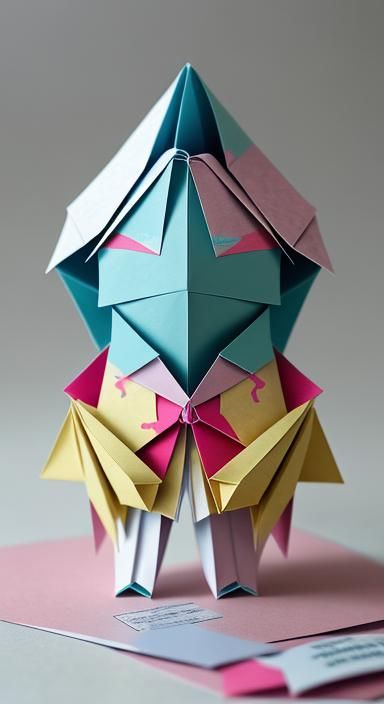 Origami Papercraft Folds: Detailed 8K Paper Art