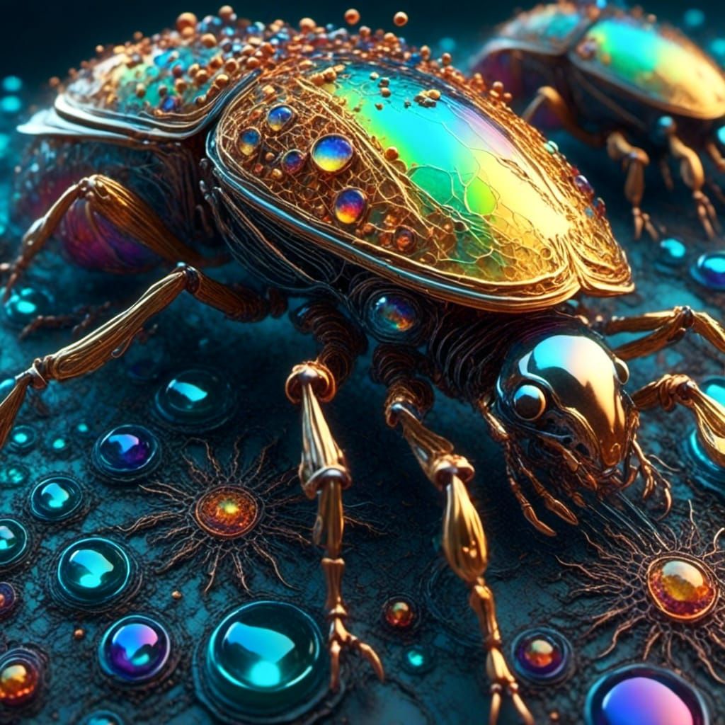 <lora:Lights Camera Action:1.0> Vibrant, iridescent flea rid...