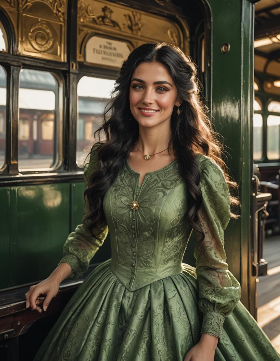 Elegant Portrait of a Young Woman in Victorian Dress