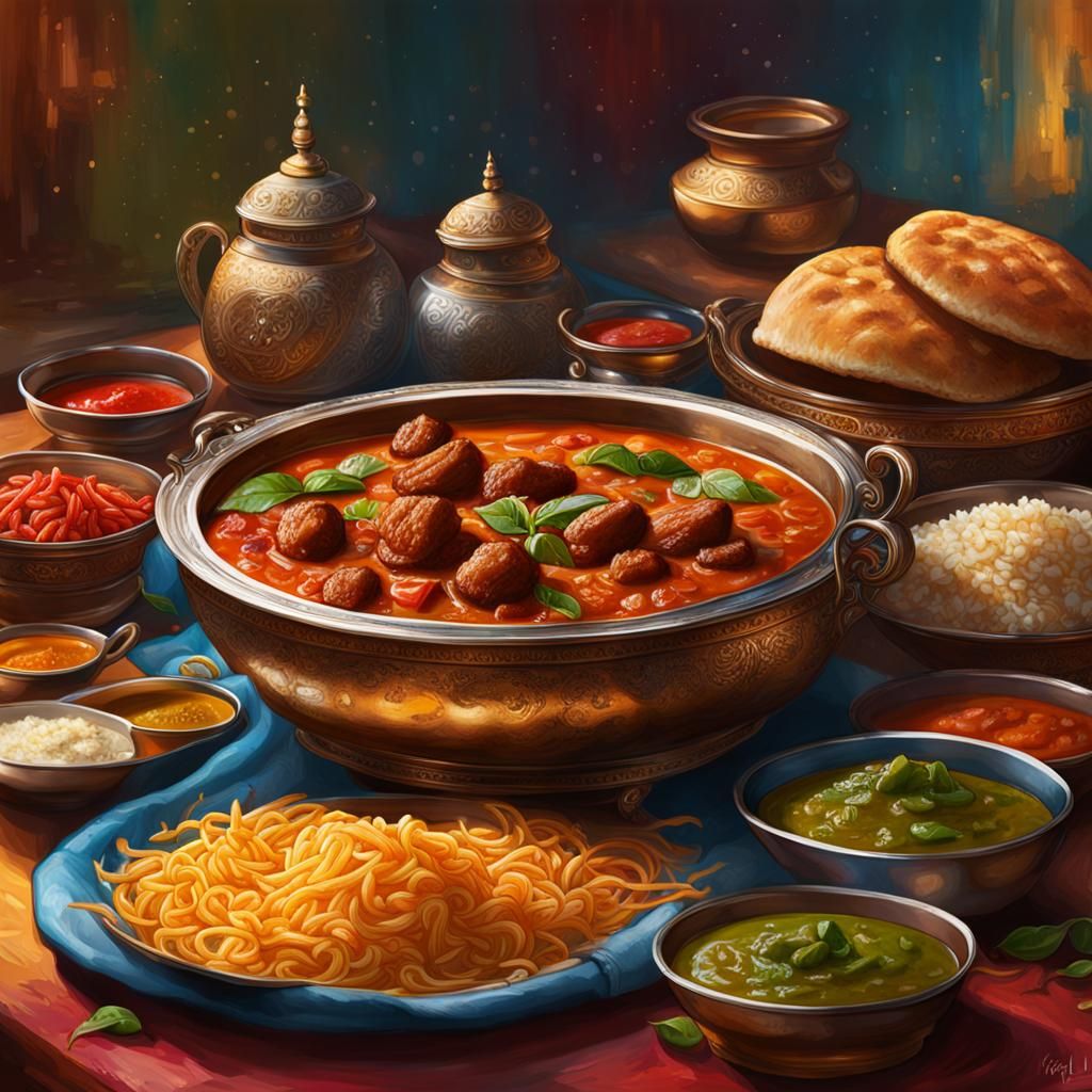 Hyperrealistic Indian Food Splash Art