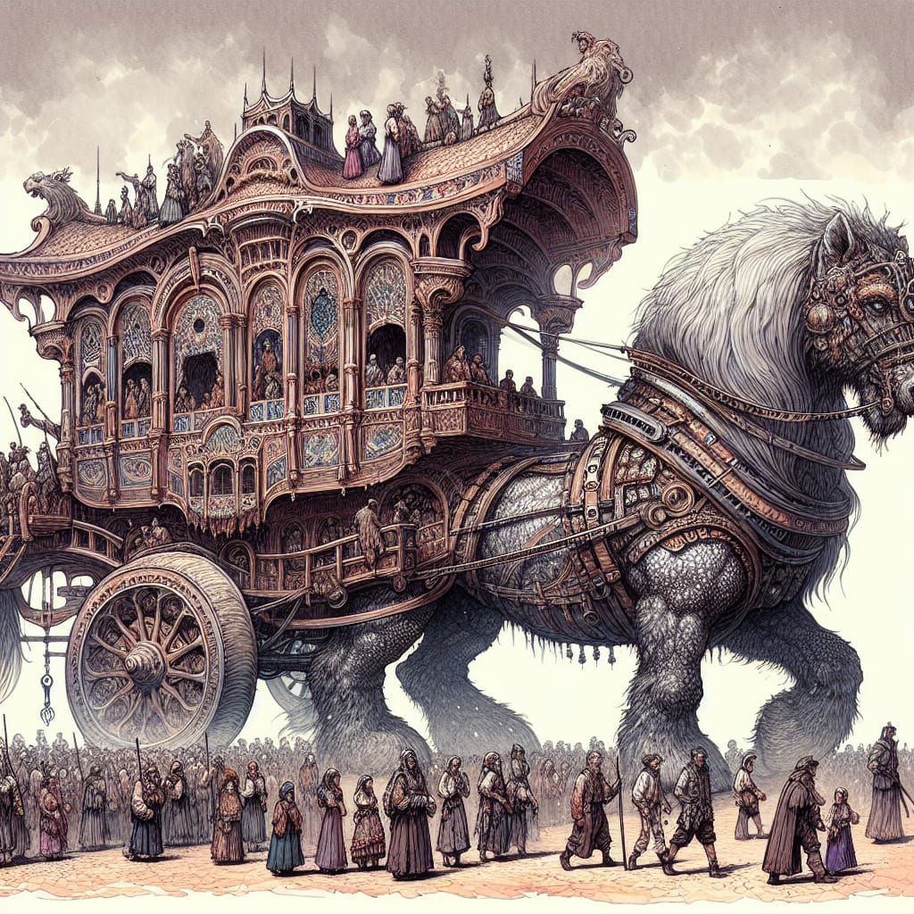 Enchanting Caravan Creature in High Fantasy Art