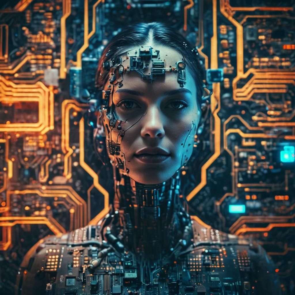 Motherboard Woman: Cinematic Circuitry Fusion
