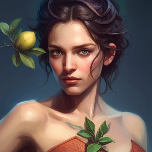 Lemon Tree Portrait in Hyperdetailed Style
