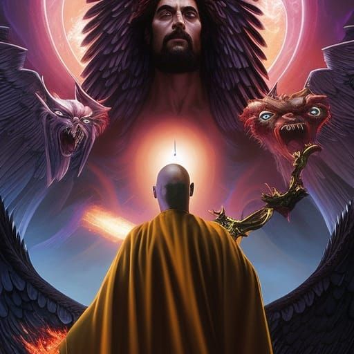 Sorcerer Summons Angel, Binds Demons in Comic Art