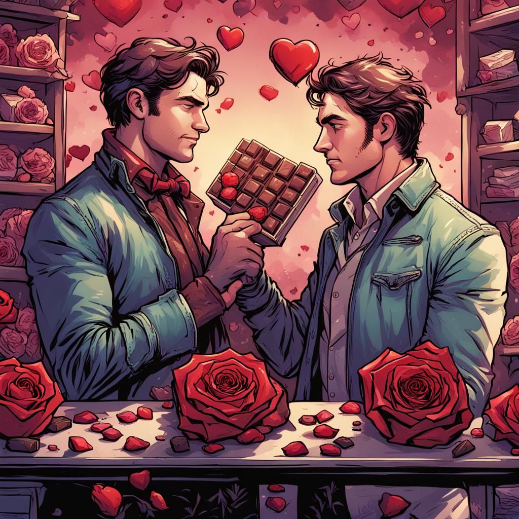 Gay Couple's Valentine's Day in Comic Book Style