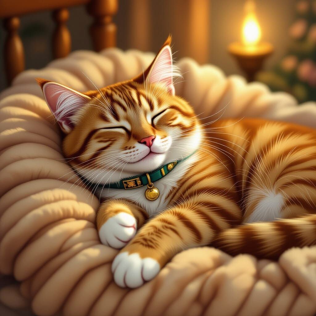 Sleeping Cat in Beatrix Potter Style