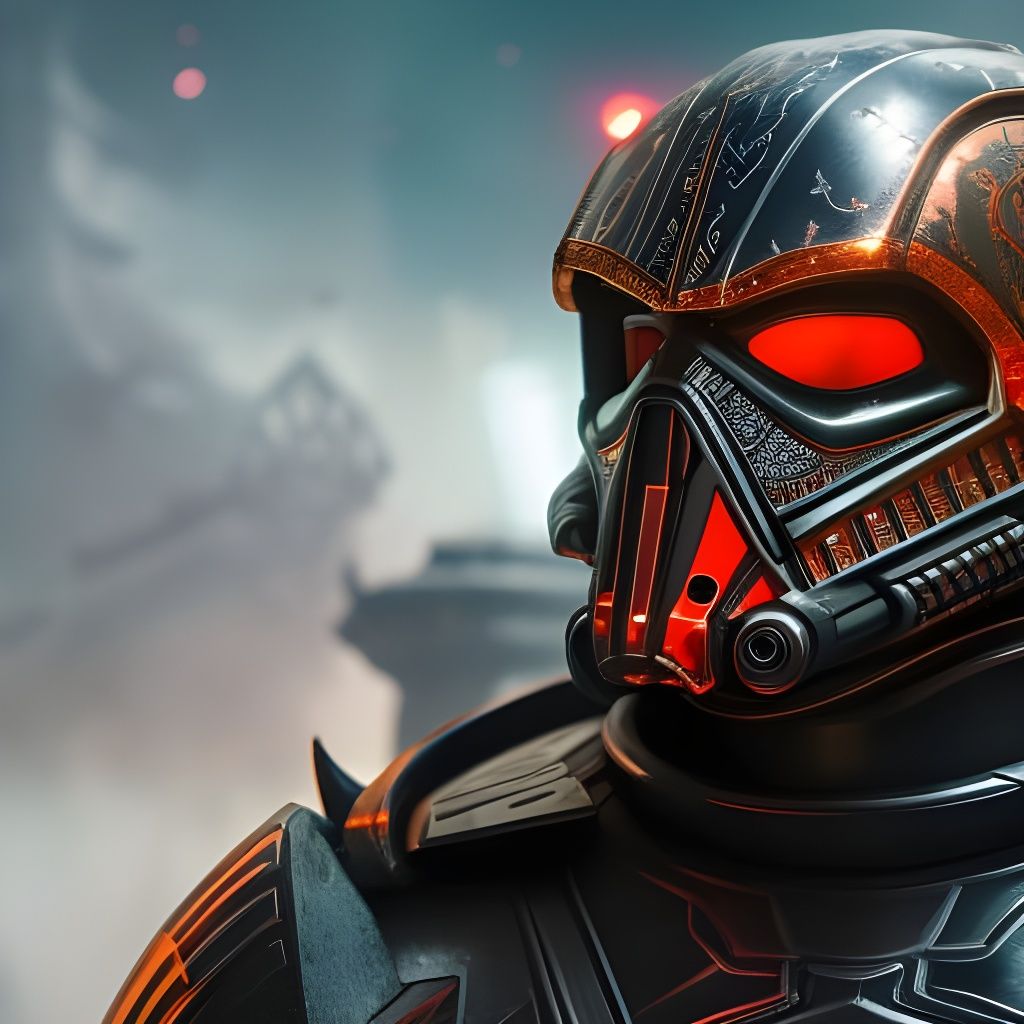 Filigree Mandalorian Darth Vader on Moonlit Street