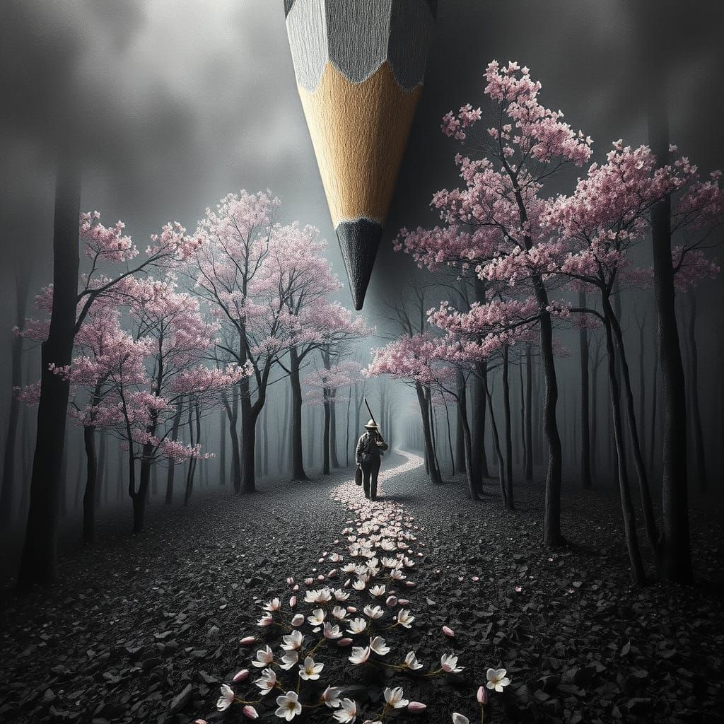 Colossal Pencil Transforms into Realistic Spring Forest