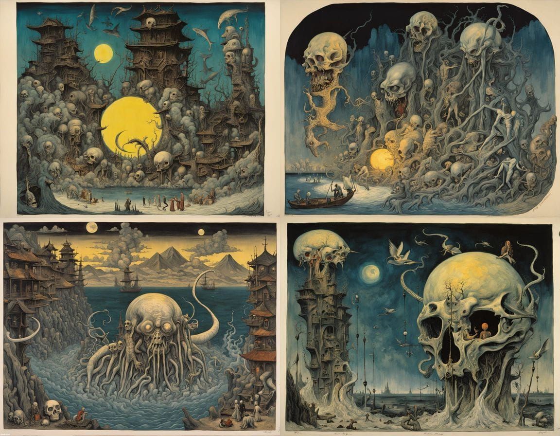 Surreal Ukiyo-e Hybrid Creature in Hokusai Style