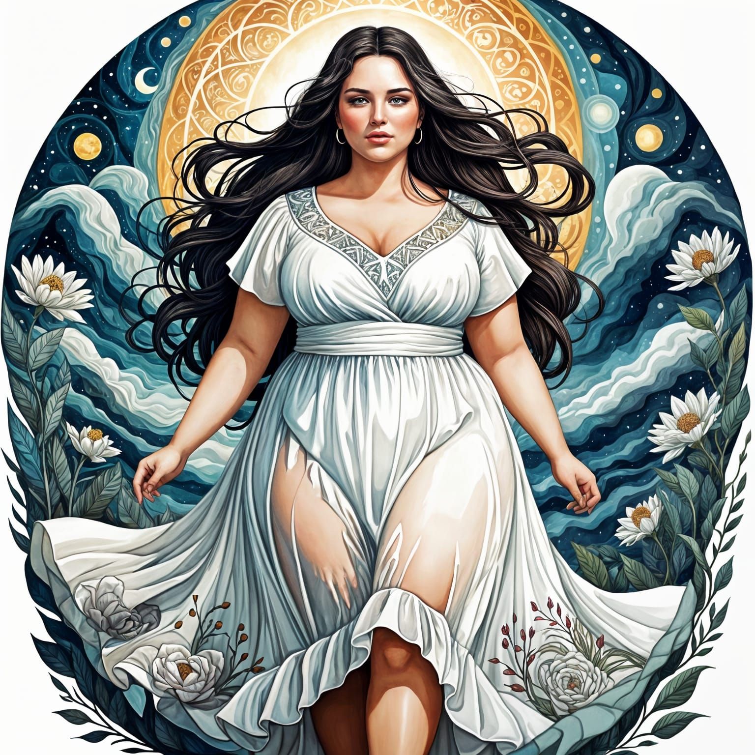 Beautiful Woman in White Dress, Visionary Art