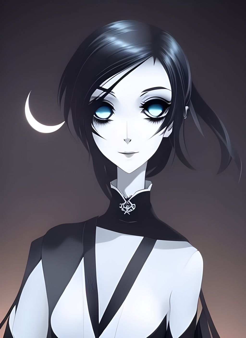 Anime Goth Woman with Captivating Eyes
