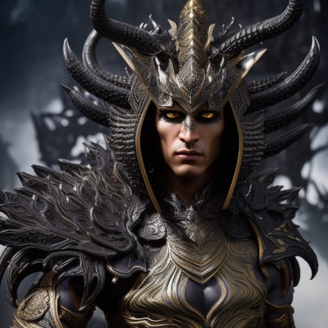 Fierce Dark Elf Warrior with Serpent Staff