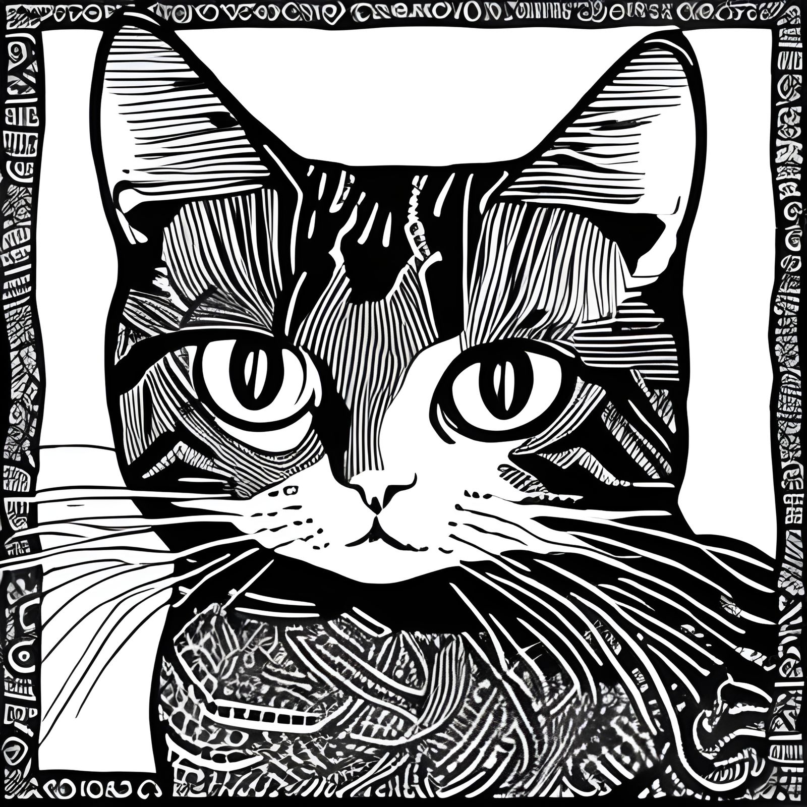Contrasting Patterns: An AI-Generated Cat Portrait
