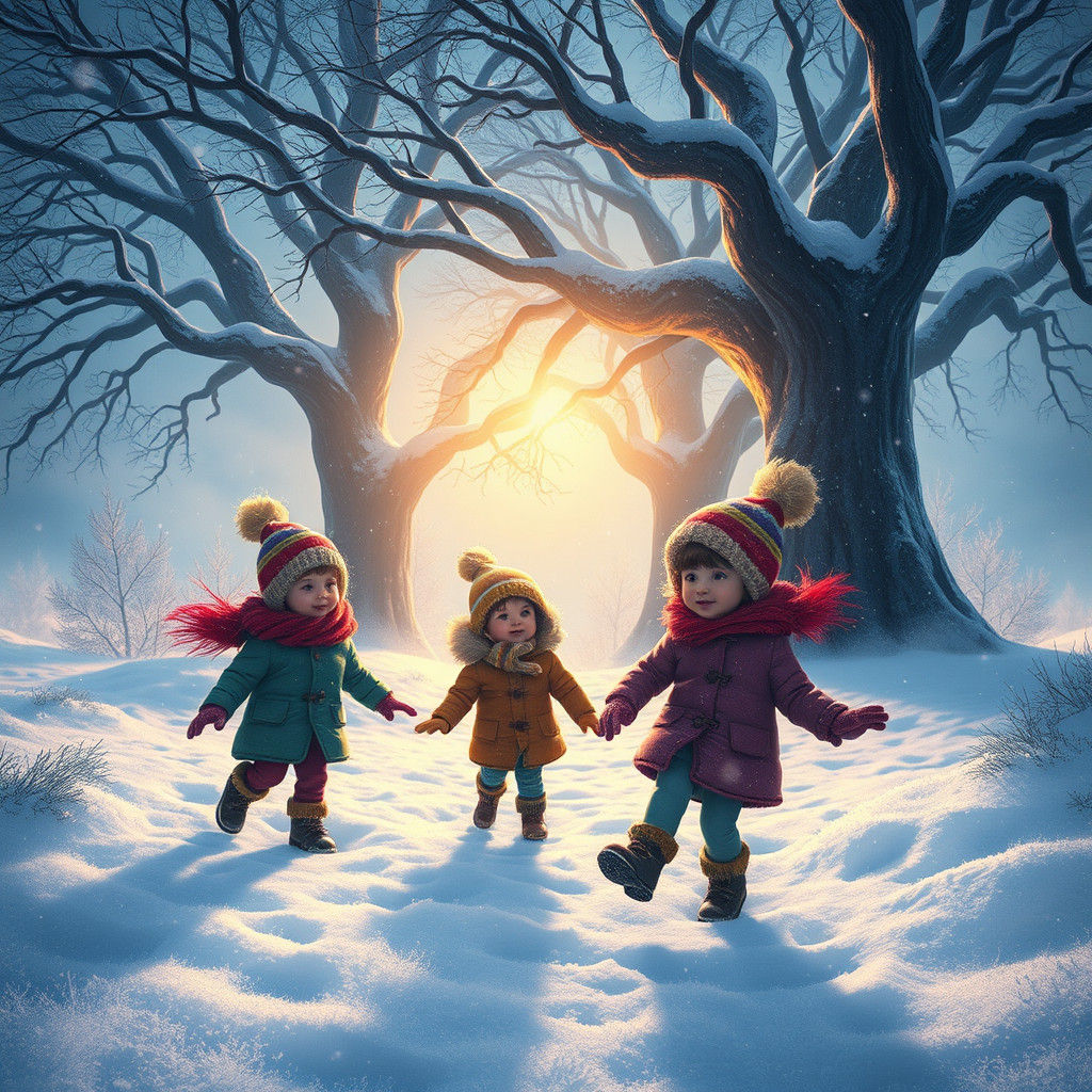 children playing in the snow