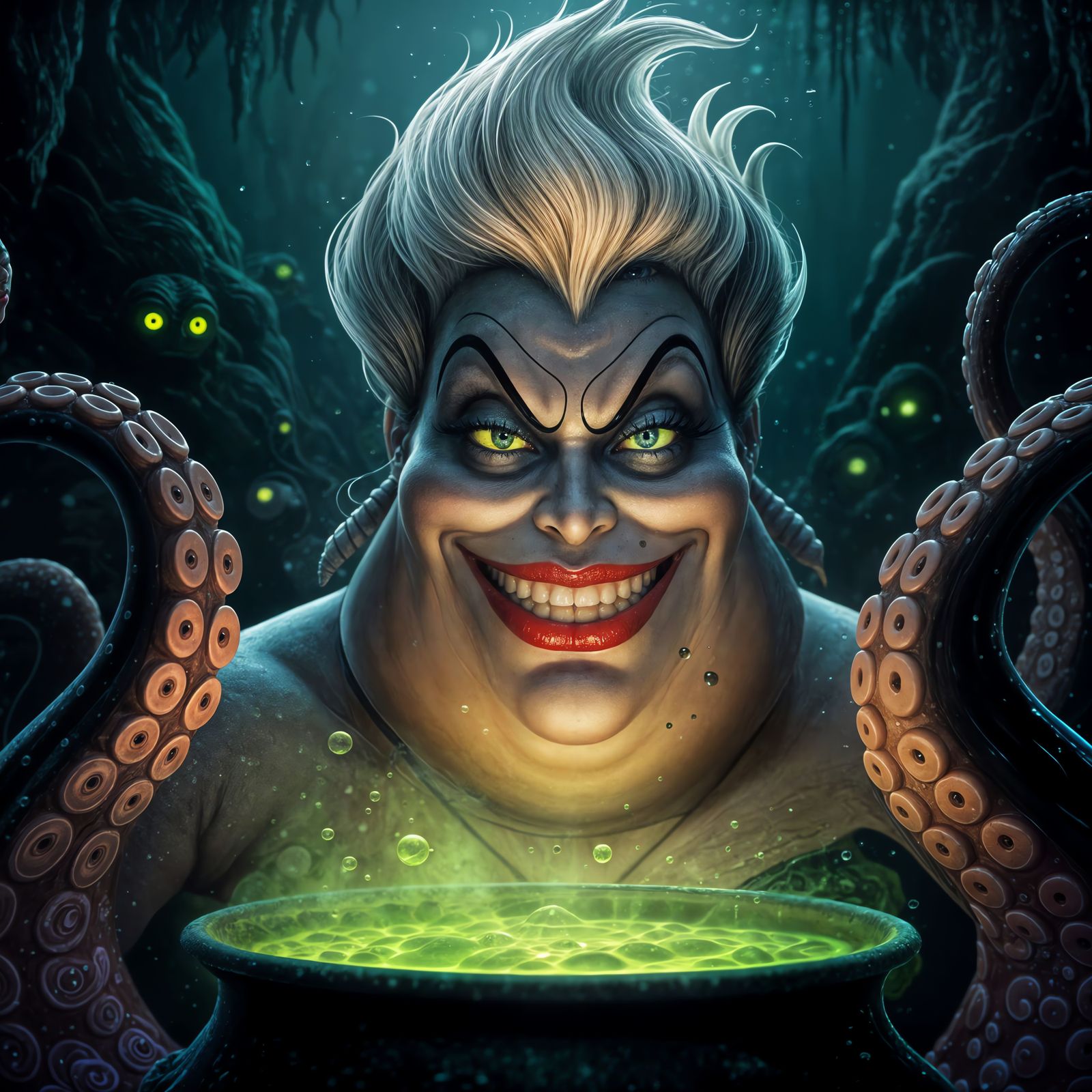 Sinister Ursula Illuminated by Mysterious Green Glow
