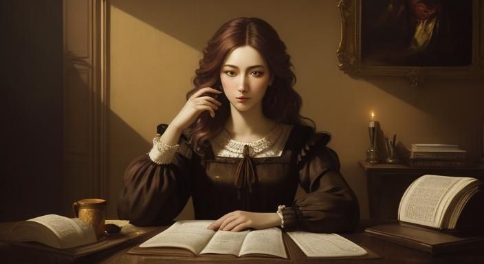 Baroque Oil Painting of Writer with Wine