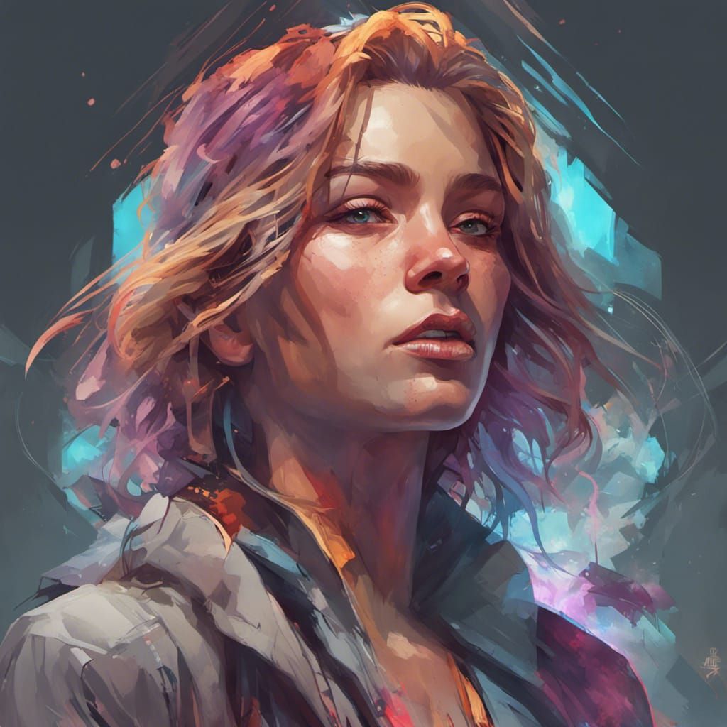 Explosive Portrait in Hyperdetailed Style