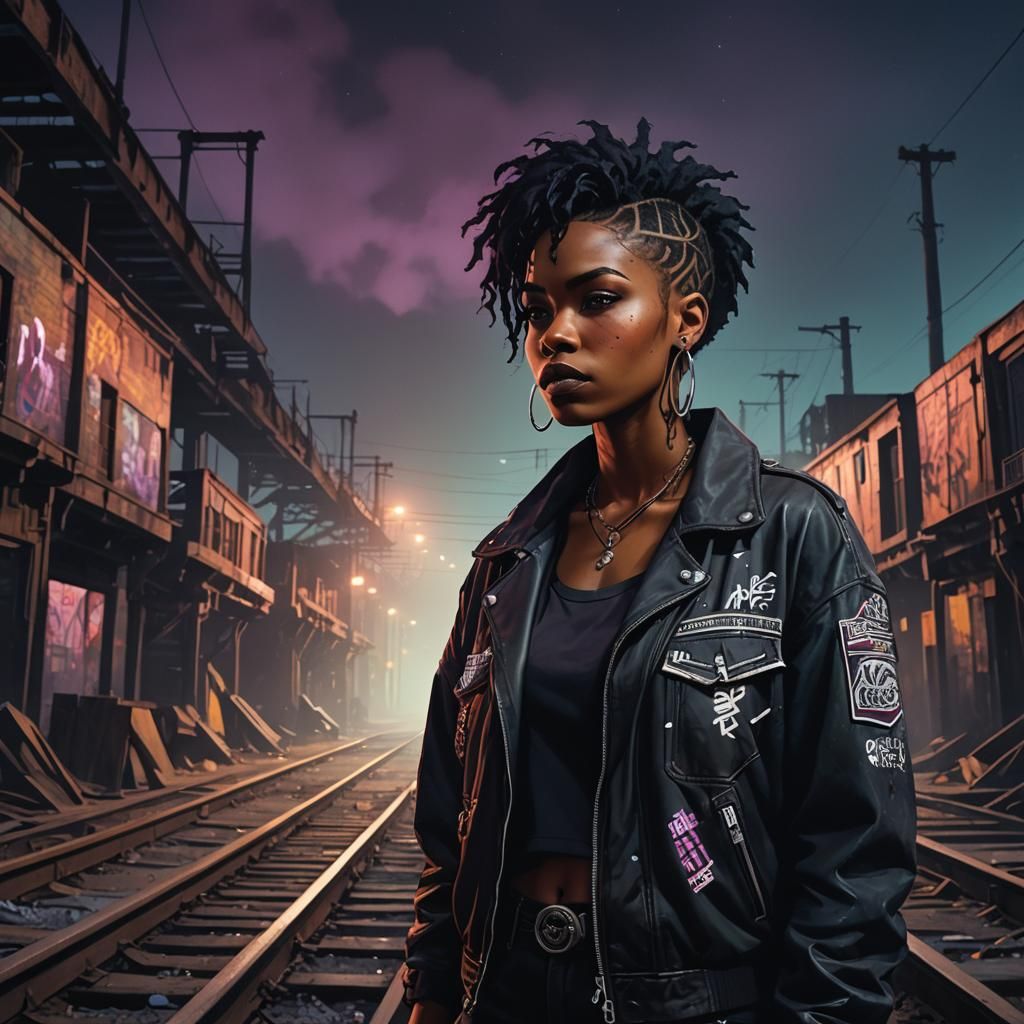 Midnight Punk: Abandoned Rail Yard in Concept Art Style