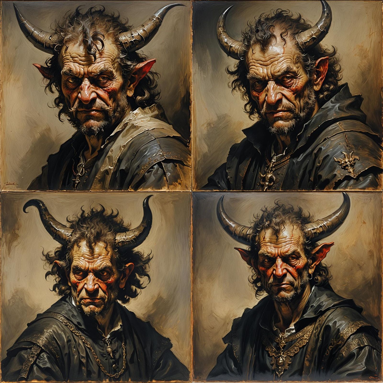 Devil Portrait in Rembrandt-esque Oil Painting Style