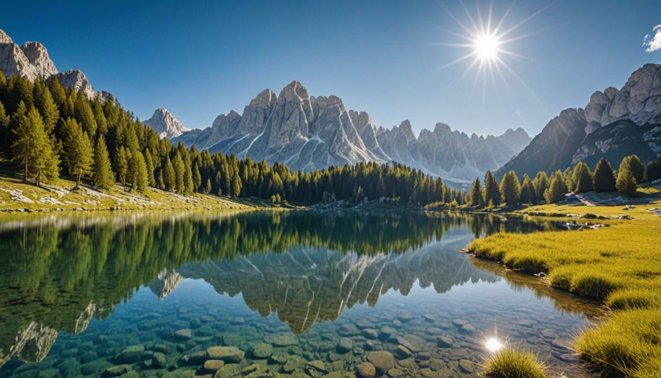 Surreal Lake Antorno Scene in Dolomiti Alps Italy