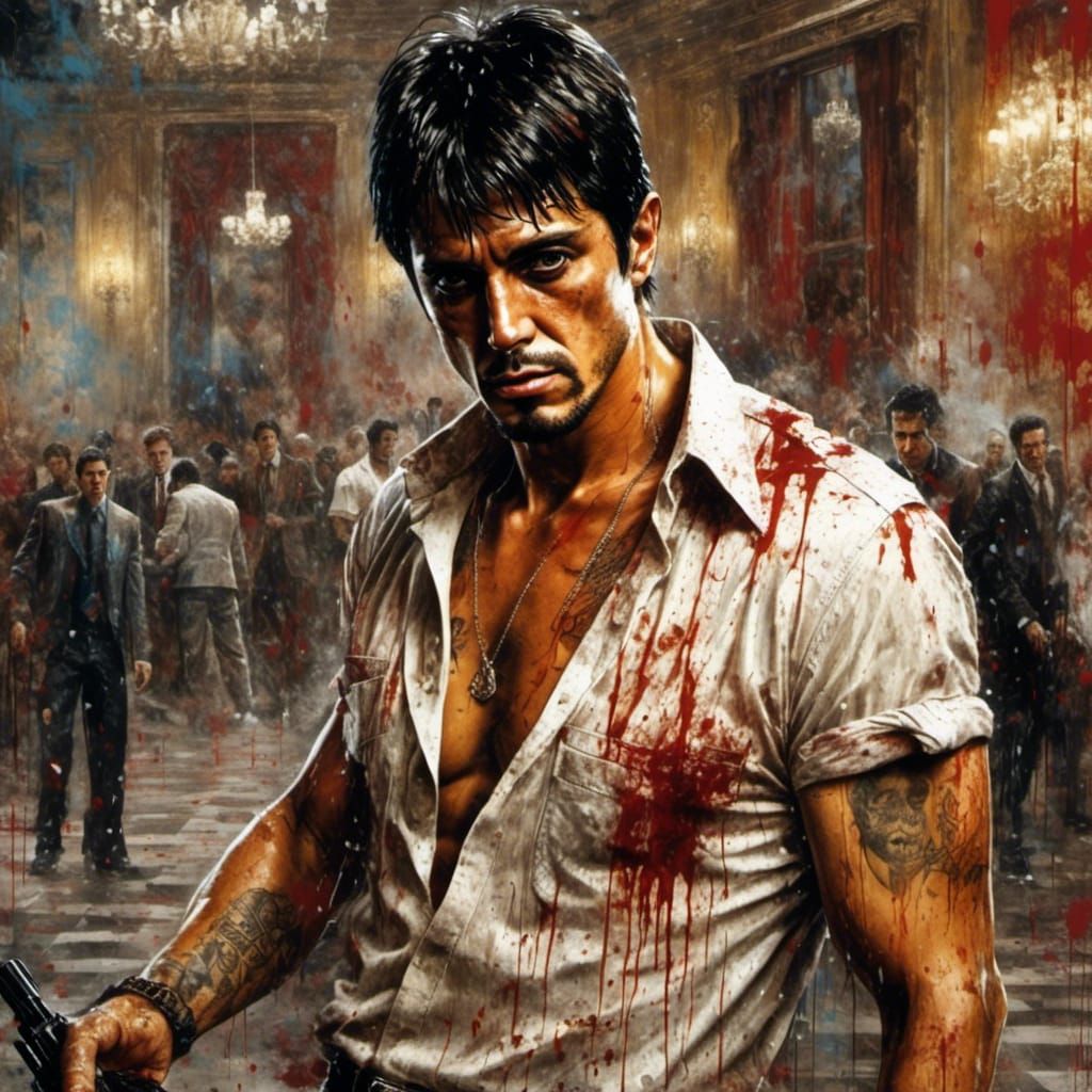 Al Pacino as Scarface: Last Gunfight Scene