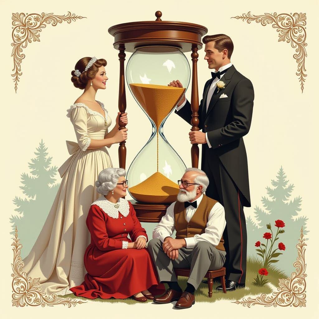 Hourglass of Life: A Whimsical Generational Portrait