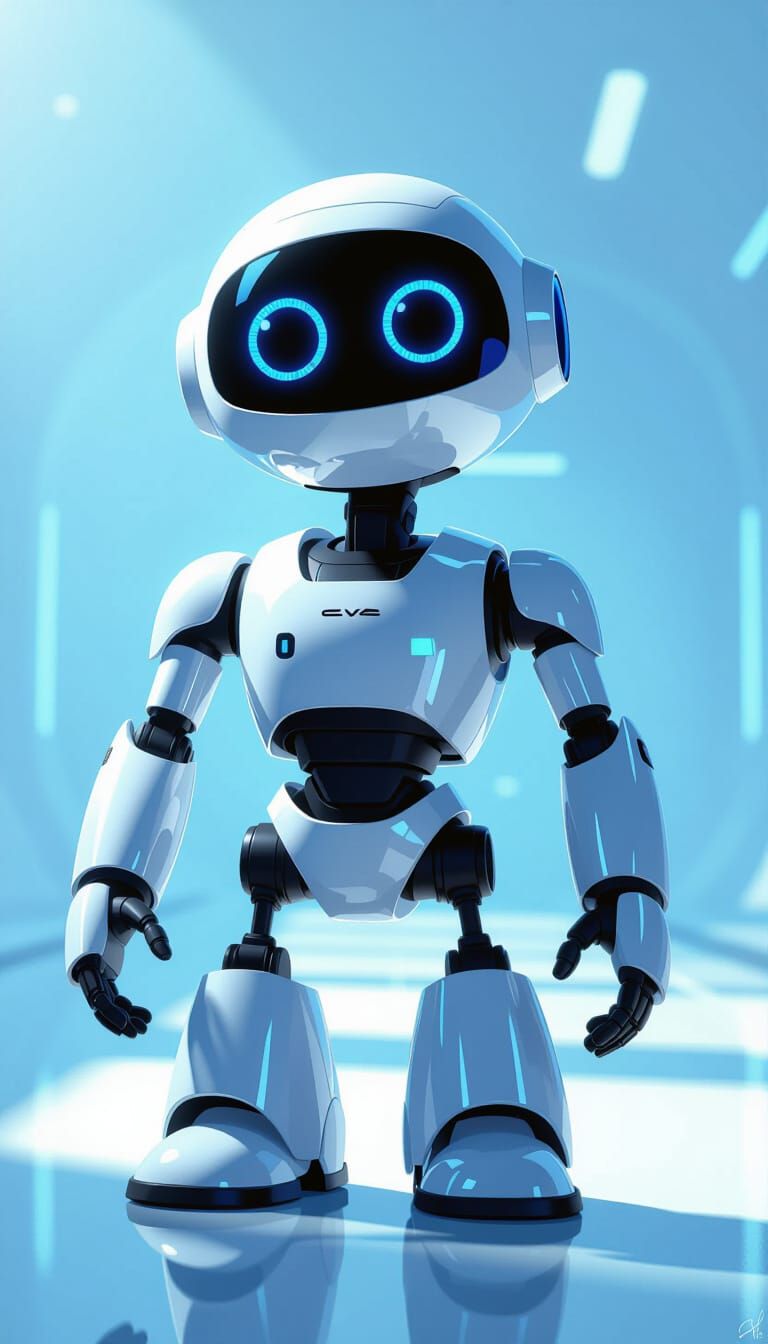 EVE Robot in Sterile Futuristic Environment, Digital Art