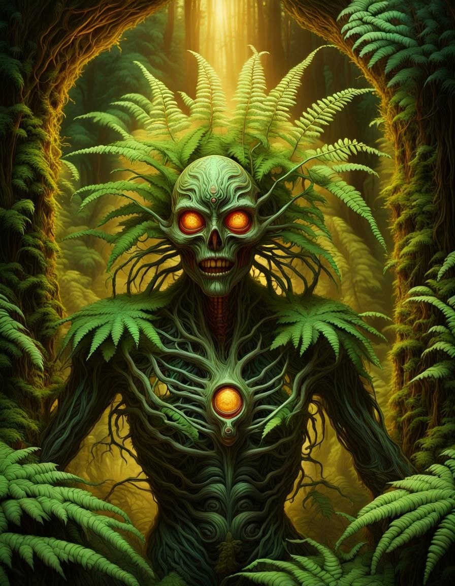 CGI Demon Merging with Biomechanical Flora